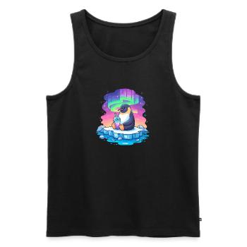 Pinguin am Polarlicht Drink - Männer Premium Bio Tank Top - Schwarz - Vorne - AI Model Male 178 light (178cm)