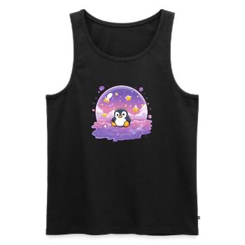 Pingouin dans le Sceau Stellaire - Débardeur bio Premium Homme - noir - Devant - AI Model Male 178 light (178cm)
