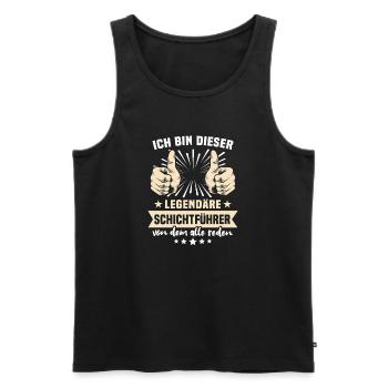 Dictons du chef d’équipe - Débardeur bio Premium Homme - noir - Devant - Michal (187cm)
