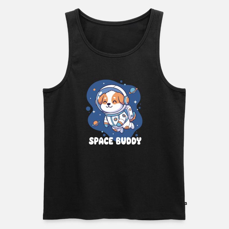 Chien astronaute compagnon de l’espace - Débardeur bio Premium Homme - noir