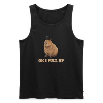 Ok je m’arrête - humour de mème capybara - Débardeur bio Premium Homme - noir - Devant - AI Model Male 178 light (178cm)