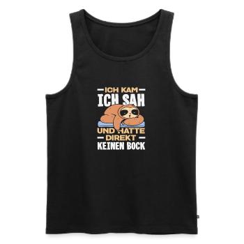 Lustiges Faultier Keine Motivation Spruch - Männer Premium Bio Tank Top - Schwarz - Vorne - AI Model Male 178 light (178cm)