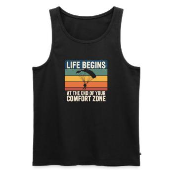 Life Begins Comfort Zone Skydiving - Men's Premium Organic Tank Top - black - Front - AI Model Male 178 light (178cm)