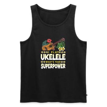 Ukulélé hawaïen que je joue - Débardeur bio Premium Homme - noir - Devant - Michal (187cm)