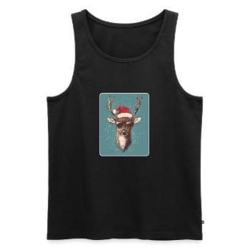Reindeer Deer Antlers Reindeer Vintage Christmas - Men's Premium Organic Tank Top - black - Front - Michal (187cm)