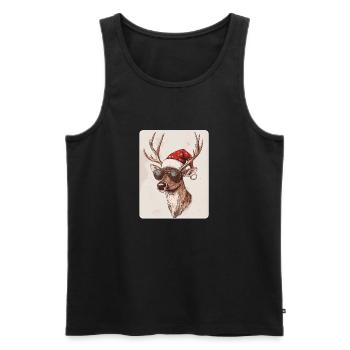 Reindeer Deer Antlers Reindeer Vintage Christmas - Men's Premium Organic Tank Top - black - Front - Michal (187cm)