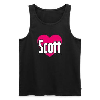 I Love Scott Pinkes Herz Ich liebe Scott - Männer Premium Bio Tank Top - Schwarz - Vorne - Michal (187cm)