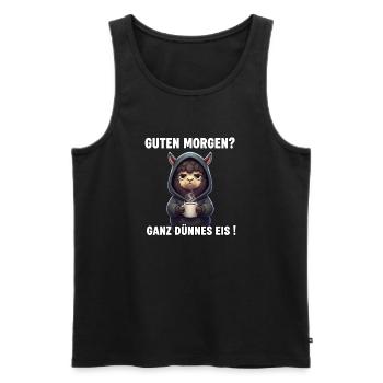 Morgenmuffel Alpaka Humor – Ganz Dünnes Eis - Men's Premium Organic Tank Top - black - Front - AI Model Male 178 light (178cm)