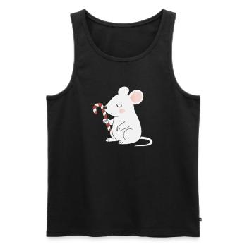 Souris mignonne avec une canne d’orge – Dessin animé mignon - Débardeur bio Premium Homme - noir - Devant - Michal (187cm)