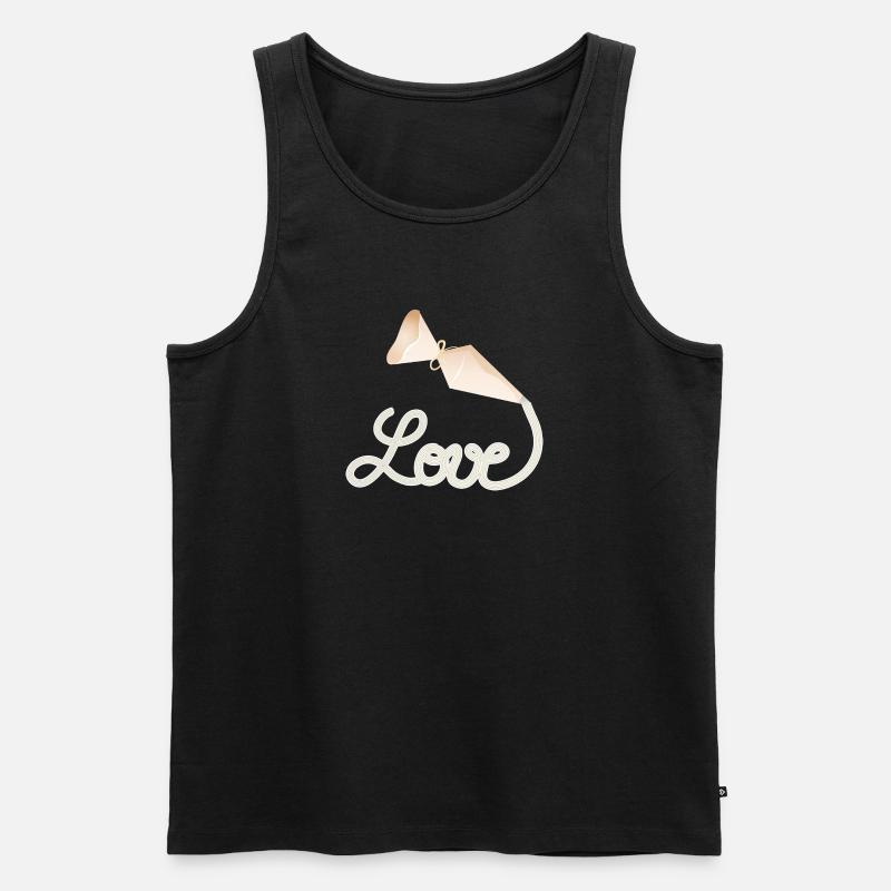 Spritzbeutel schreibt „Love“ – süßes Deko-Motiv - Männer Premium Bio Tank Top - Schwarz