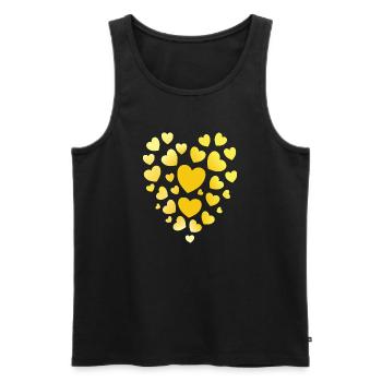 Gelbe Herzen Muster gelbes Herz - Männer Premium Bio Tank Top - Schwarz - Vorne - AI Model Male 178 light (178cm)