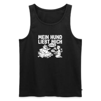 T-shirt chien pour hommes - Mon chien m’adore dire - Débardeur bio Premium Homme - noir - Devant - Michal (187cm)