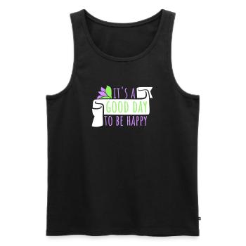 Good Day Be Happy Positiv Motivation Glück Spruch - Männer Premium Bio Tank Top - Schwarz - Vorne - Michal (187cm)