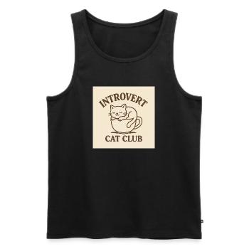 Cute Introvert Cat Club – Cozy Sleeping Cat - Men's Premium Organic Tank Top - black - Front - AI Model Male 178 light (178cm)