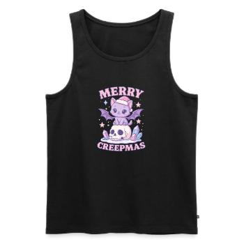 Crâne de Noël gothique pastel de chat Merry Creepmas - Débardeur bio Premium Homme - noir - Devant - Michal (187cm)