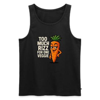Zu viel Rizz für eine Karotte - Männer Premium Bio Tank Top - Schwarz - Vorne - AI Model Male 178 light (178cm)