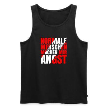 Normale Menschen machen mir Angst - Männer Premium Bio Tank Top - Schwarz - Vorne - Michal (187cm)