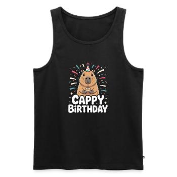 Capybara Anniversaire Cappy Anniversaire Drôle de capy - Débardeur bio Premium Homme - noir - Devant - Michal (187cm)