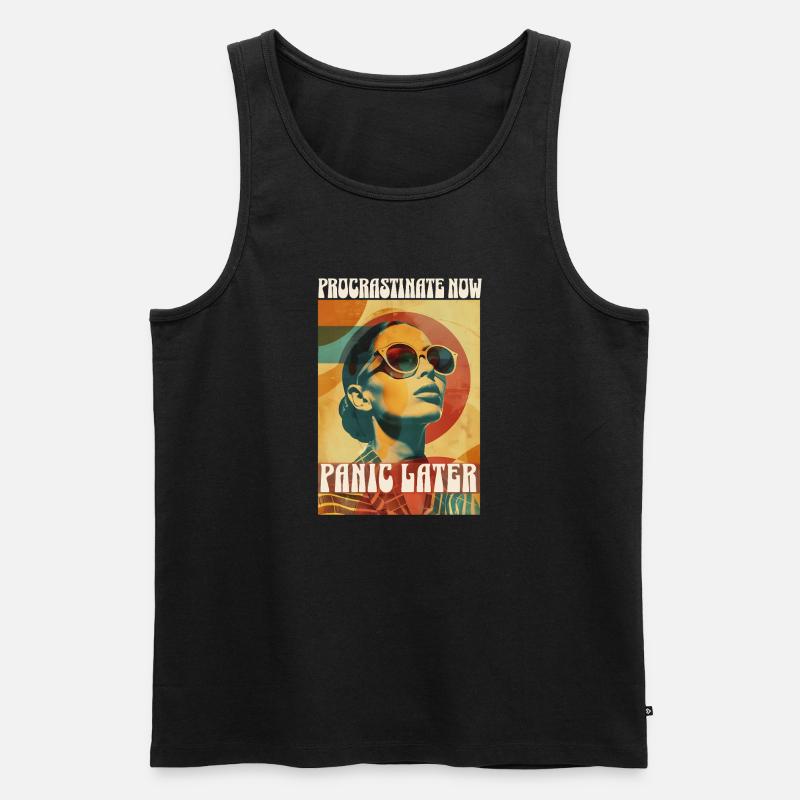 Retro Procrastinate Vibes - Männer Premium Bio Tank Top - Schwarz