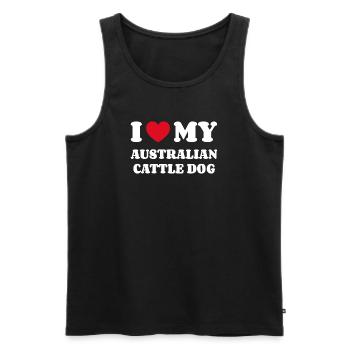 J’adore mon propriétaire de chien de bétail australien - Débardeur bio Premium Homme - noir - Devant - Michal (187cm)