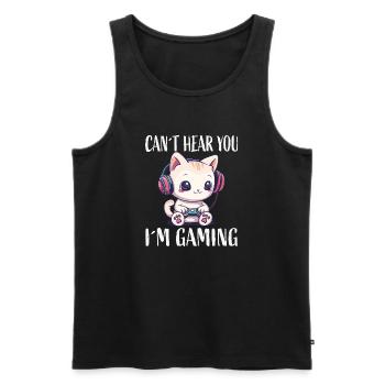 Cat Gaming While Gaming - Men's Premium Organic Tank Top - black - Front - Michal (187cm)