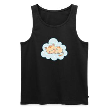 Traumartiges Kätzchen auf pastellfarbener himmelblauer Wolke - Männer Premium Bio Tank Top - Schwarz - Vorne - AI Model Male 178 light (178cm)