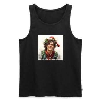 Merry Christmas portrait young man - Men's Premium Organic Tank Top - black - Front - AI Model Male 178 light (178cm)