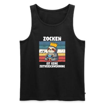 zocken und gaming - Männer Premium Bio Tank Top - Schwarz - Vorne - AI Model Male 178 light (178cm)