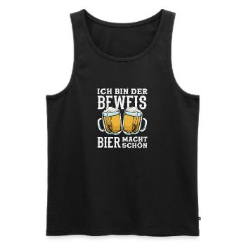 Ich bin der Beweis - Bier macht schön - Männer Premium Bio Tank Top - Schwarz - Vorne - AI Model Male 178 light (178cm)