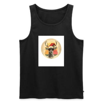 Reindeer Deer Antlers Reindeer Vintage Christmas - Men's Premium Organic Tank Top - black - Front - Michal (187cm)