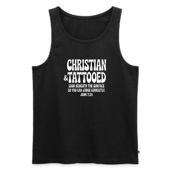 Christian & Tattooed John 7:24 Tee - Men's Premium Organic Tank Top - black - Front - Michal (187cm)