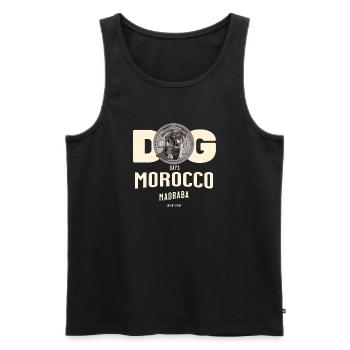 Journées du Chien au Maroc Madraba - Débardeur bio Premium Homme - noir - Devant - AI Model Male 178 light (178cm)