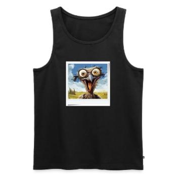 Oiseau rieur aux grands yeux - Débardeur bio Premium Homme - noir - Devant - Michal (187cm)