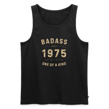 Badass 1975: Unique retro style - Men's Premium Organic Tank Top - black - Front - Michal (187cm)