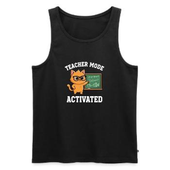 Teacher Mode Activated Lehrer Katze Lustig Spruch - Männer Premium Bio Tank Top - Schwarz - Vorne - AI Model Male 178 light (178cm)