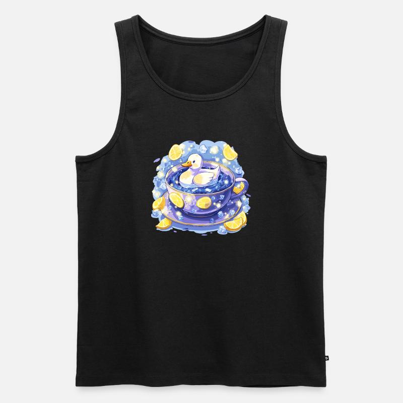 Zitronenente im Teebecher - Männer Premium Bio Tank Top - Schwarz