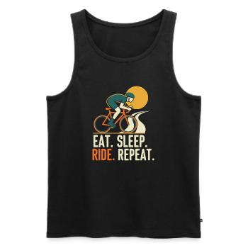 Reiten. Essen. Schlafen. Wiederholen. - Männer Premium Bio Tank Top - Schwarz - Vorne - Michal (187cm)
