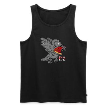 Pizza Party Raven Cartoon - Männer Premium Bio Tank Top - Schwarz - Vorne - Michal (187cm)