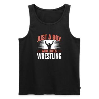 Nur ein Junge, der Ringen liebt - Männer Premium Bio Tank Top - Schwarz - Vorne - AI Model Male 178 light (178cm)