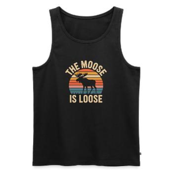 Moose Sunset Is Loose - Men's Premium Organic Tank Top - black - Front - AI Model Male 178 light (178cm)