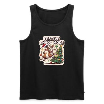 Festive Chaos Mode Ziegenweihnacht - Männer Premium Bio Tank Top - Schwarz - Vorne - AI Model Male 178 light (178cm)