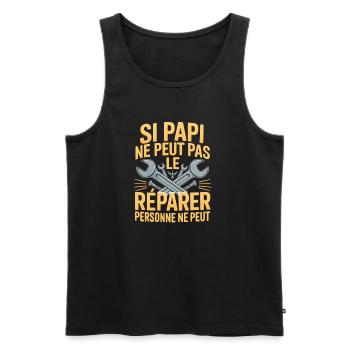 Papi Répare Tout Cadeau Humour - Débardeur bio Premium Homme - noir - Devant - Michal (187cm)