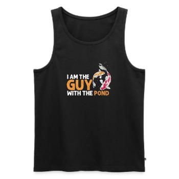 Je suis le gars avec le loisir amateur de carpes koi de l’étang - Débardeur bio Premium Homme - noir - Devant - AI Model Male 178 light (178cm)
