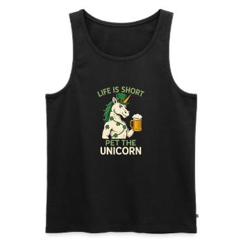 Leben ist kurz – Einhorn Prost - Männer Premium Bio Tank Top - Schwarz - Vorne - AI Model Male 178 light (178cm)