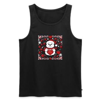 Cœur de Noël d’ours polaire - Débardeur bio Premium Homme - noir - Devant - Michal (187cm)