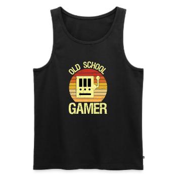 Les joueurs à l’ancienne adorent les arcades vintage des années 80 et 90 - Débardeur bio Premium Homme - noir - Devant - Michal (187cm)