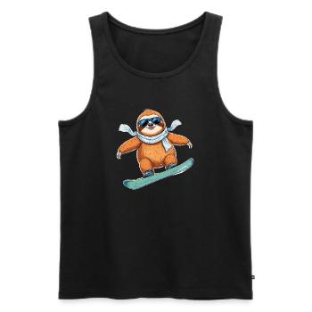 Snowboard Faultier Winter Cool Lustig Cartoon - Männer Premium Bio Tank Top - Schwarz - Vorne - Michal (187cm)