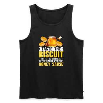 Honey Biscuit Slogan Tee - Männer Premium Bio Tank Top - Schwarz - Vorne - Michal (187cm)