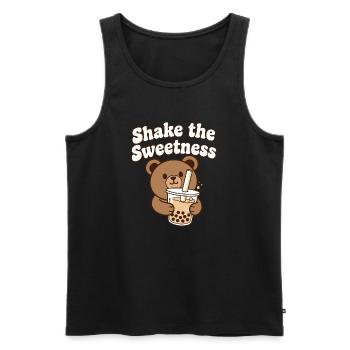Kawaii Bear with Bubble Tea - Men's Premium Organic Tank Top - black - Front - AI Model Male 178 light (178cm)