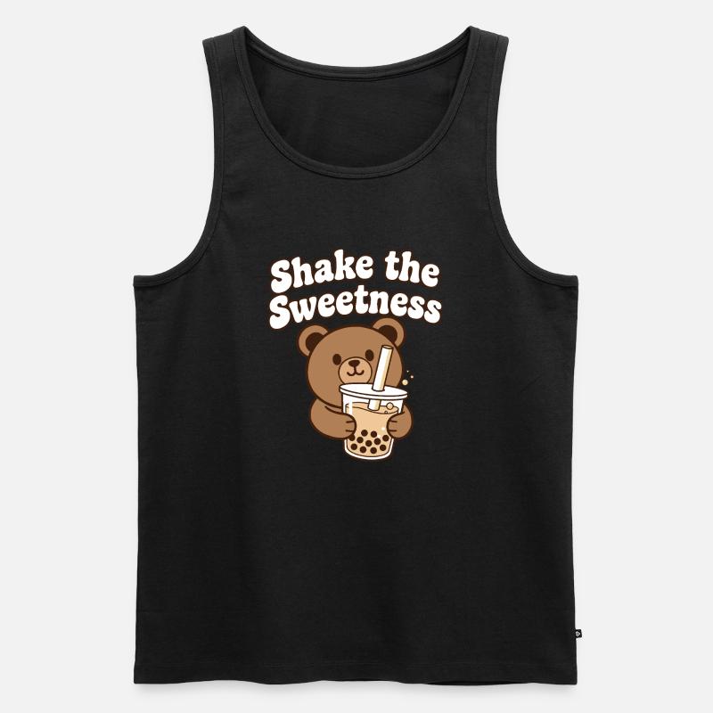 Kawaii Bär mit Bubble Tea - Männer Premium Bio Tank Top - Schwarz